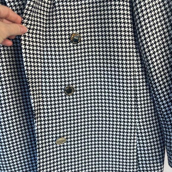 Anne Klein Houndstooth Open Front Gold Button Lined Blazer Jacket Size XL - Picture 4 of 9